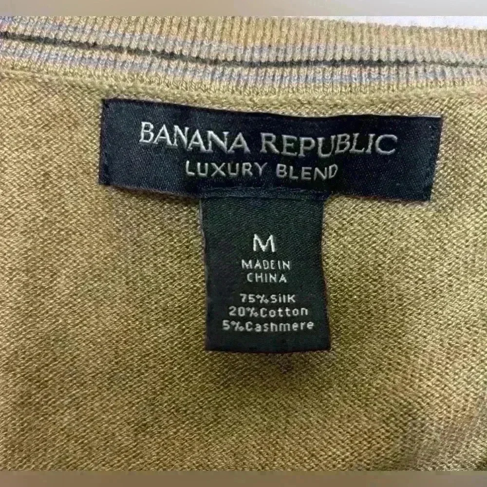 Banana Republic Men’s V-neck Pullover Sweater Silk Linen Blend Size Medium